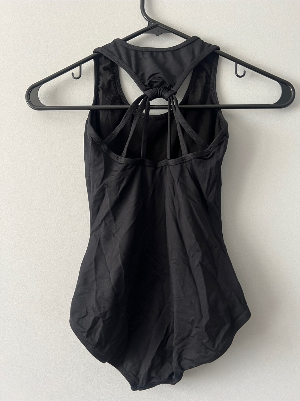 Petite- Black Strappy Racerback Leotard